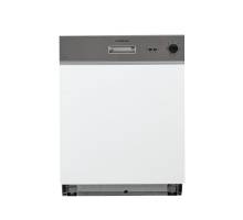 Front view of NordMende DSSN63IX semi integrated dishwasher with stainless steel control panel