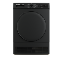 Front view of NordMende TDC81DIX heat pump dryer in dark inox