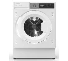 Front view of NordMende WMI1280WH integrated washing machine with door closed