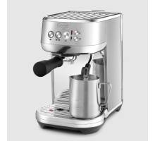 Front view of Sage Bambino Plus espresso machine in stainless steel finish