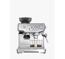 Front view of Sage Barista Express BES875 espresso machine in brushed stainless steel