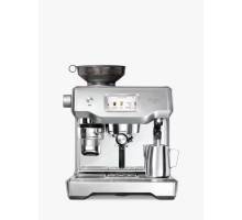 Front view of Sage Oracle Touch espresso machine in brushed stainless steel