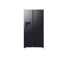 Front view of Samsung RS70F64KEFEU 91cm American fridge freezer in black finish