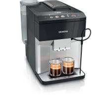 Front view of Siemens TP515GB1 Bean to Cup Coffee Machine in black and silver