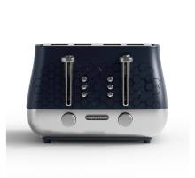Front view of the Morphy Richards 243021 Cassini 4-Slice Toaster in Outer Space Blue