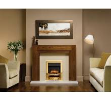 Gazco Logic2 Electric Arts Fire with polished brass effect front and frame