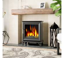 Henley Elmwood Electric Cast Iron Stove with deluxe log set and glowing flames