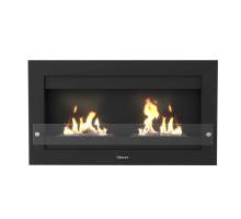 Henley Oslo Black Bioethanol Wall Fireplace with dual burners