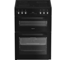 Hotpoint HDE6VDCASB1 electric double cooker in black with Air Fry