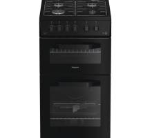 Hotpoint HTG5GCB gas twin cooker black, 50cm freestanding cooker, Dalzells