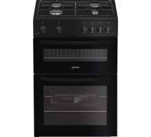 Indesit IDG6GB gas double cooker black, 60cm freestanding cooker, Dalzells