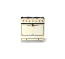 La Cornue CornuFé Albertine 90cm Dual Fuel Polished Brass Blanc