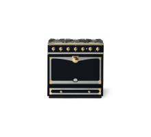 La Cornue CornuFé Albertine 90cm Dual Fuel Polished Brass Dark Navy Blue