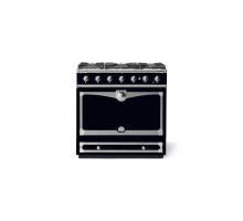 La Cornue CornuFé Albertine 90cm Dual Fuel Satin Chrome Gloss Black