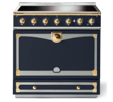 La Cornue CornuFé Albertine 90cm Induction Polished Brass Dark Navy Blue