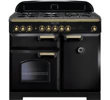 Rangemaster CDL100DFFBLB - 100cm Classic Deluxe Dual Fuel Black Brass Range Cooker 115540