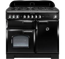 Rangemaster CDL100DFFBLC - 100cm Classic Deluxe Dual Fuel Black Chrome Range Cooker 92490