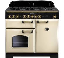 Rangemaster CDL100DFFCRB - 100cm Classic Deluxe Dual Fuel Cream Brass Range Cooker 115550