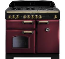 Rangemaster CDL100DFFCYB - 100cm Classic Deluxe Dual Fuel Cranberry Brass Range Cooker 115560