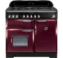 Rangemaster CDL100DFFCYC - 100cm Classic Deluxe Dual Fuel Cranberry Chrome Range Cooker 92510