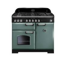 Rangemaster CDL100DFFMGC - 100cm Classic Deluxe Dual Fuel Mineral Green Chrome Range Cooker 127410