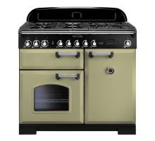 Rangemaster CDL100DFFOGC - 100cm Classic Deluxe Dual Fuel Olive Green Chrome Range Cooker 100910