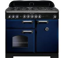 Rangemaster CDL100DFFRBC - 100cm Classic Deluxe Dual Fuel Regal Blue Chrome Range Cooker 113830