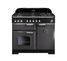 Rangemaster CDL100DFFSLC - 100cm Classic Deluxe Dual Fuel Slate Chrome Range Cooker 124230