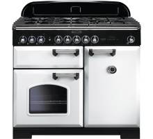 Rangemaster CDL100DFFWHC - 100cm Classic Deluxe Dual Fuel White Chrome Range Cooker 113850