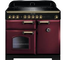 Rangemaster CDL100EICYB - 100cm Classic Deluxe Electric Induction Cranberry Brass Range Cooker 115590
