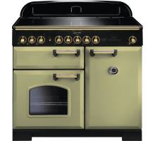 Rangemaster CDL100EIOGB - 100cm Classic Deluxe Electric Induction Olive Green Brass Range Cooker 114830