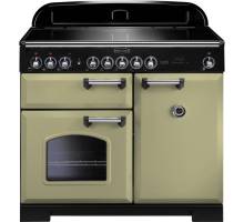 Rangemaster CDL100EIOGC - 100cm Classic Deluxe Electric Induction Olive Green Chrome Range Cooker 100920