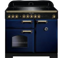 Rangemaster CDL100EIRBB - 100cm Classic Deluxe Electric Induction Regal Blue Brass Range Cooker 114020