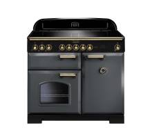 Rangemaster CDL100EISLB - 100cm Classic Deluxe Electric Induction Slate Brass Range Cooker 124220