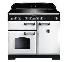 Rangemaster CDL100EIWHC - 100cm Classic Deluxe Electric Induction White Chrome Range Cooker 114030