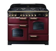 Rangemaster CDL110DFFCYB - 110cm Classic Deluxe Dual Fuel Cranberry Brass Range Cooker 84430