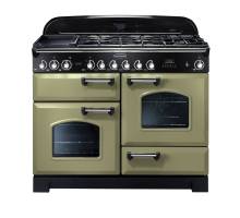 Rangemaster CDL110DFFOGC - 110cm Classic Deluxe Dual Fuel Olive Green Chrome Range Cooker 100930