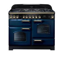 Rangemaster CDL110DFFRBB - 110cm Classic Deluxe Dual Fuel Regal Blue Brass Range Cooker 112920