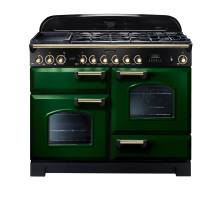 Rangemaster CDL110DFFRGB - 110cm Classic Deluxe Dual Fuel Racing Green Brass Range Cooker 112900