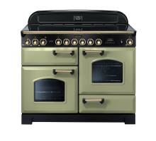 Rangemaster CDL110ECOGB - 110cm Classic Deluxe Electric Ceramic Olive Green Brass Range Cooker 114590