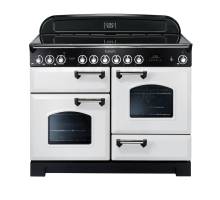 Rangemaster CDL110ECWHC - 110cm Classic Deluxe Electric Ceramic White Chrome Range Cooker 114150