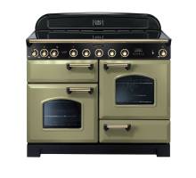 Rangemaster CDL110EIOGB - 110cm Classic Deluxe Electric Induction Olive Green Brass Range Cooker 114550