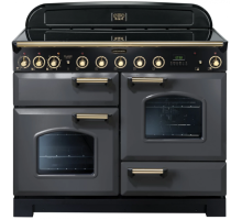 Rangemaster CDL110EISLB - 110cm Classic Deluxe Electric Induction Slate Brass Range Cooker 124260
