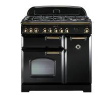 Rangemaster CDL90DFFBLB - 90cm Classic Deluxe Dual Fuel Black Brass Range Cooker 80950