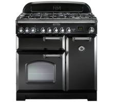 Rangemaster CDL90DFFBL/C - 90cm Classic Deluxe Dual Fuel Black/Chrome Range Cooker 80930