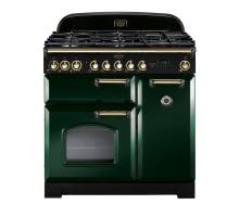 Rangemaster CDL90DFFRGB 90cm Classic Deluxe Dual Fuel Racing Green Brass Range Cooker 113520