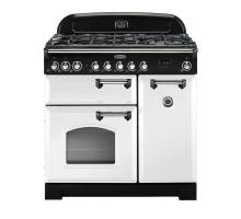 Rangemaster CDL90DFFWHC 90cm Classic Deluxe Dual Fuel White Chrome Range Cooker 113550