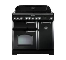 Rangemaster CDL90ECBLC 90cm Classic Deluxe Electric Ceramic Black Chrome Range Cooker 81630