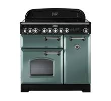 Rangemaster CDL90ECMGC 90cm Classic Deluxe Electric Ceramic Mineral Green Chrome Range Cooker 127630