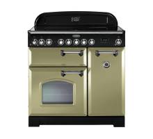 Rangemaster CDL90ECOGC 90cm Classic Deluxe Electric Ceramic Olive Green Chrome Range Cooker 100890